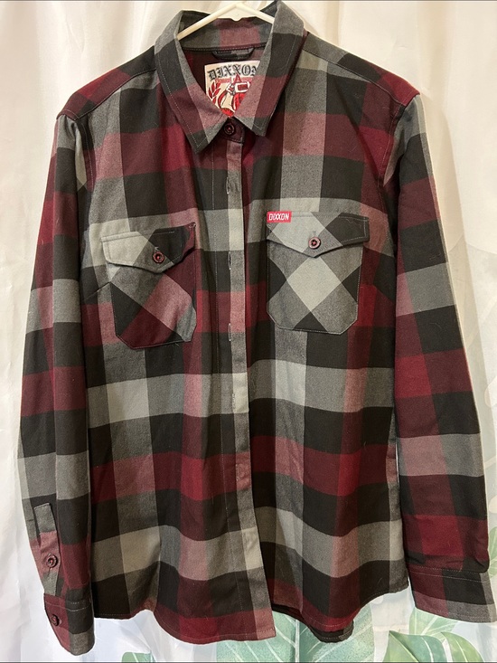 DIXXON Other - DIXXON “The Brawler” Burgundy and Gray Plaid Button-Front Shirt